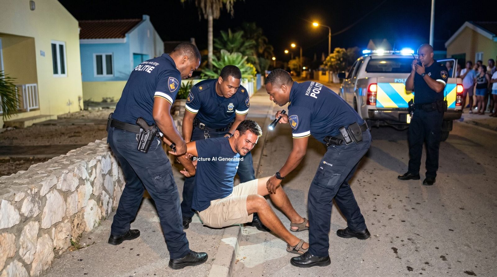 Hòmber detené despues di resistí detenshon i intento pa kita arma di kandela di polis