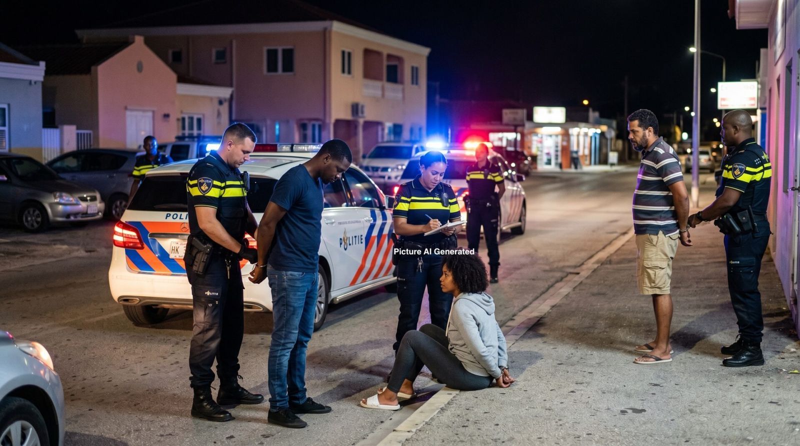 Tres persona detení despues di persekushon; polis a konfiská arma i otro artíkulonan