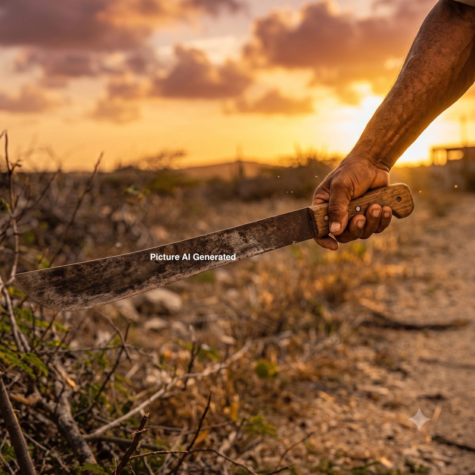 Sospechoso ta kore tras di un dama ku un machete i a menas’é